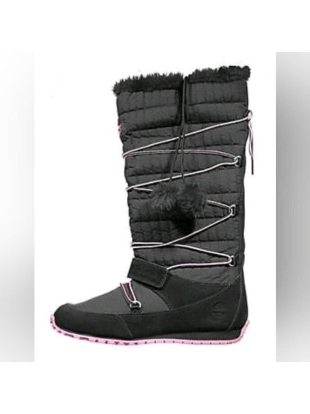 Timberland Winter Groove Snow Boots Faux Fur Suede Women 6.5 Pom Pom Trendy